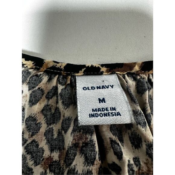 Old Navy Womens Fit & Flare Dress Multicolor Cheetah Print V Neck Long Sleeve M - Picture 5 of 9